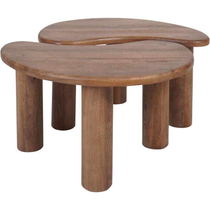 Salontafel Lina - Mangohout - Set van 2 - Organisch - Japandi