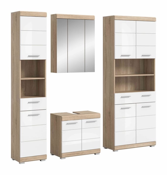 Lambada badkamercombinatie wit hoogglans MDF TZ wit NB - 34x186x191cm