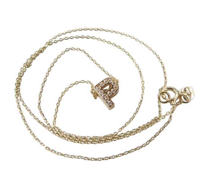 Gouden ketting met P zirkonia hanger