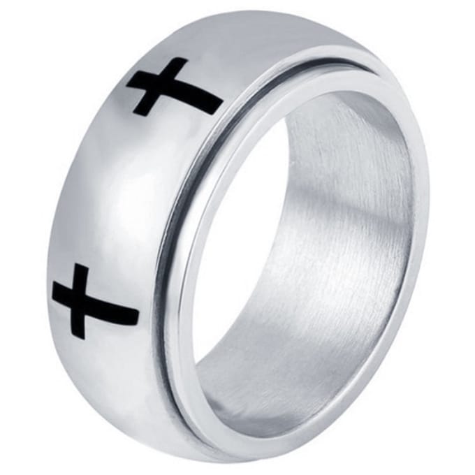 Edelstaal heren ring Spinning Cross Zilverkleurig-20mm