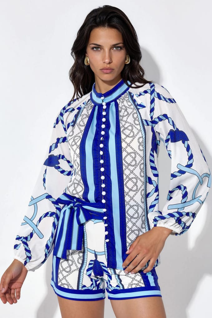 Paisley Geweven Playsuit Met Strikdetail