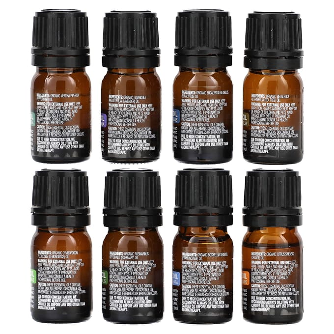 Cliganic, essential oil, aromatherapy set, 8 piece set