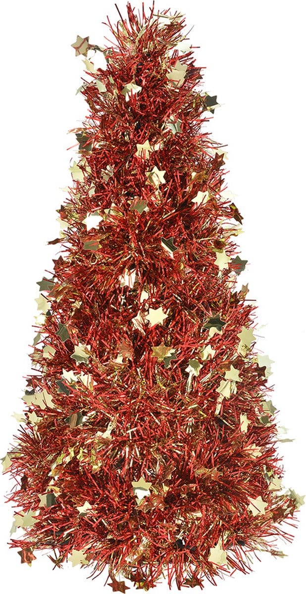 Clayre & Eef Kerstdecoratie Kerstboom Ø 12x27 cm Goudkleurig Kunststof