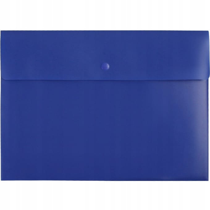 Blauwe A4 PP Envelop Map met Drukknoop - Biurfol