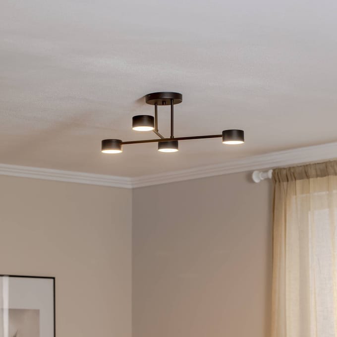 EMIBIG LIGHTING Plafondlamp Modus 4, staal, 4-lamps, GX53, zwart