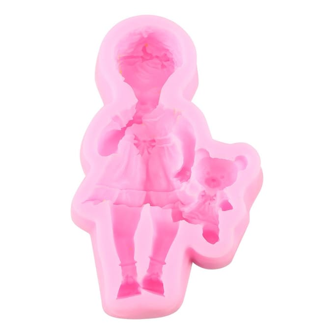 3D Siliconen Fondant Taartvorm Creatieve Chocolade Sugarcraft Vorm Decoreren DIY Tool(Meisje) pink