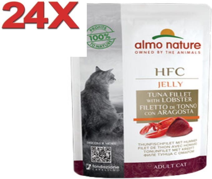 24x Almo Nature HFC - Kattenvoer Natvoer Maaltijdzakje - Cuisine - Tonijnfilet & Kreeft - 55g