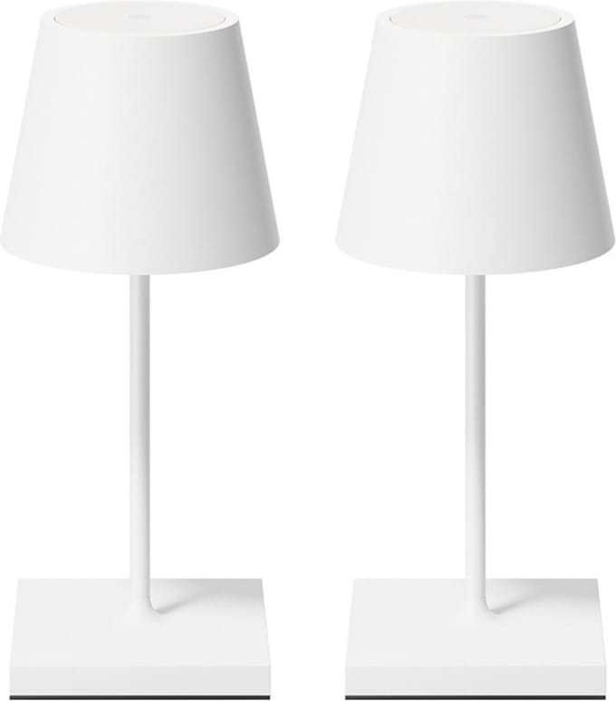 2 Stuks - Oplaadbare Tafellamp - Dimbaar - Aluminium - Bureaulamp - IP54 - 26CM - Wit