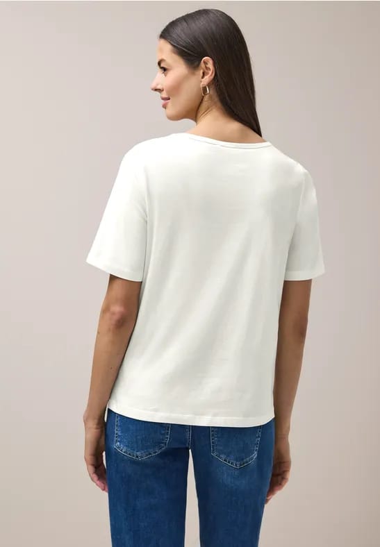 Shirt met ronde hals en artwork van bladeren