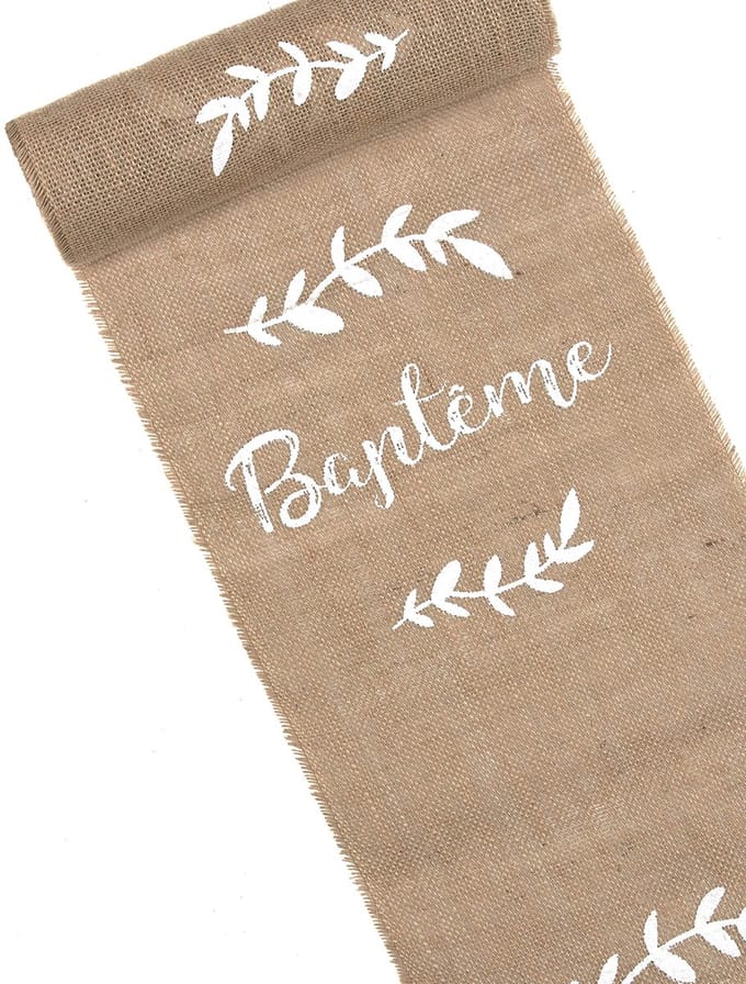 ARTYFETES - Tafelloper van jute voor doop en bladeren 5 m