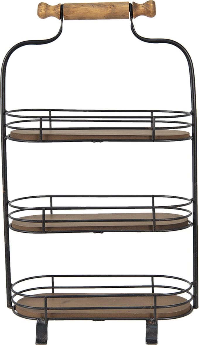 Clayre & Eef Etagère 3 laags 51 cm Zwart Bruin IJzer