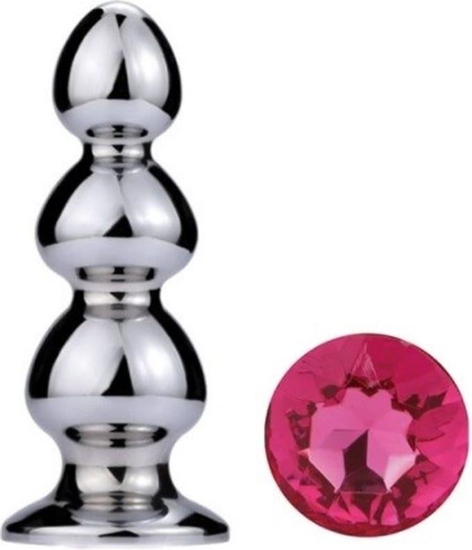Nooitmeersaai - Metalen buttplug 50 - 170 mm rose kristal