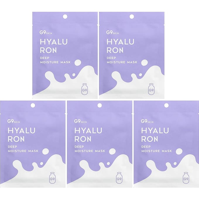 G9skin, hyaluron, deep moisture beauty mask, milk, 5 sheets, 22ml (0.74fl oz) per sheet white