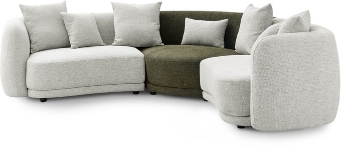 MASSIVMOEBEL24.DE woonsysteem / woonlandschap lichtgrijs / groen gemêleerd 100% polyester 252x174x80 cm SOFAS deels gemonteerd