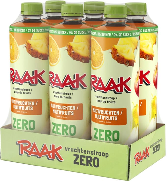 Raak Vruchtensiroop Zero Multivruchten - 2 x 6 x 750 ml - Voordeelverpakking