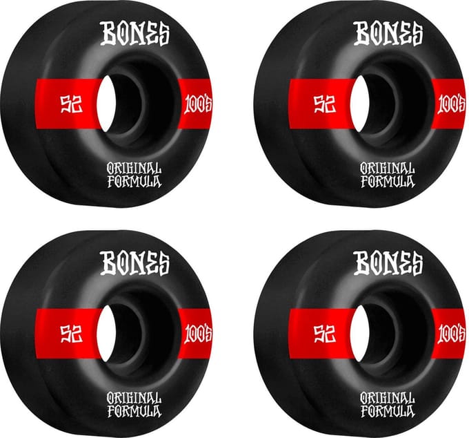 Bones Wheels 100's Black-Red V5 WIDE 52mm