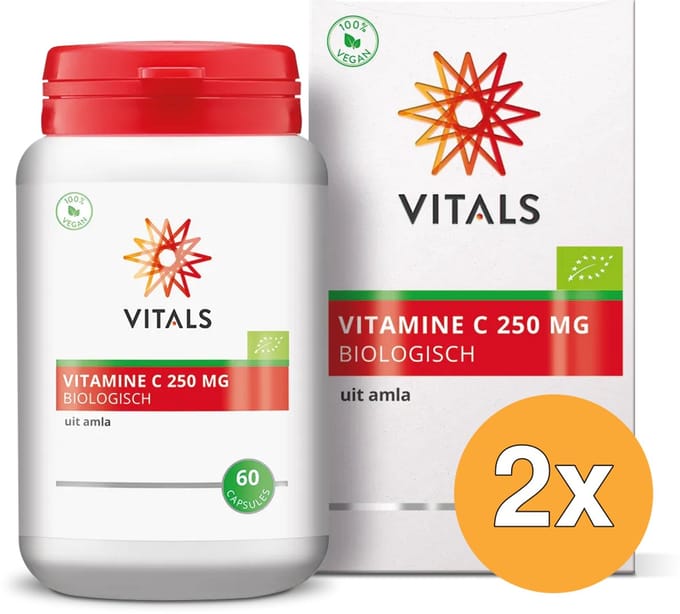 2x Vitals Vitamine C 250 mg Biologisch (60 capsules)