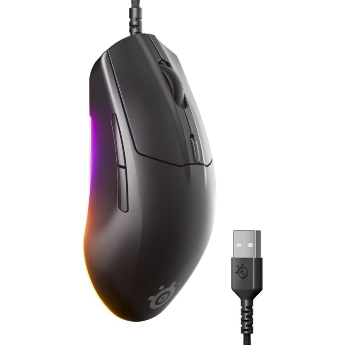 SteelSeries Rival 3 Gen 2 Gamingmuis - Zwart - 3-Zone RGB - 8500DPI - 77gram