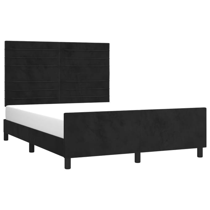 vidaXL - Bedframe - zonder - matras - 140x190 - cm - fluweel - zwart