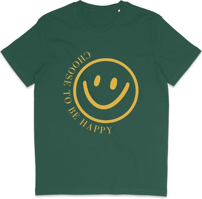 Grappig T Shirt Dames Heren - Choose to be Happy Smiley - Groen - S