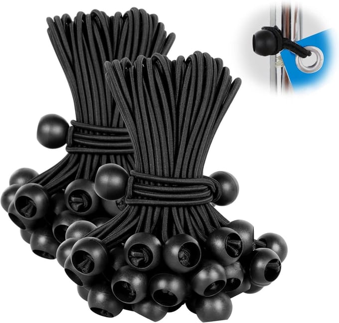 Spanrubbers - organizer - Spanelastiek - Tent Elastieken - Zwart - Tentspanner - Elastiek Koord - Bagagespinnen - Zeilspanner - Tentspanner -3.5mm - 15cm