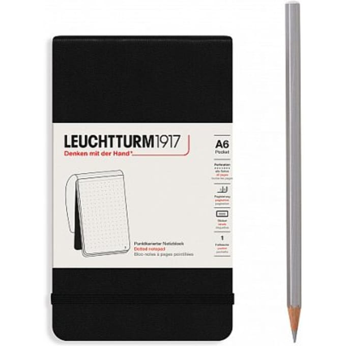 Leuchtturm1917 reporter notepad pocket a6 dotted zwart