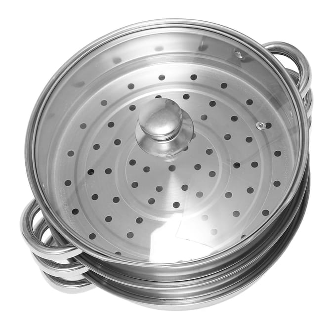 Marmite à Soupe Vapeur Acier Inoxydable Épaissi Multifonctionnelle Grande Capacité Double Oreille Marmite à Bouillon Vapeur L gray