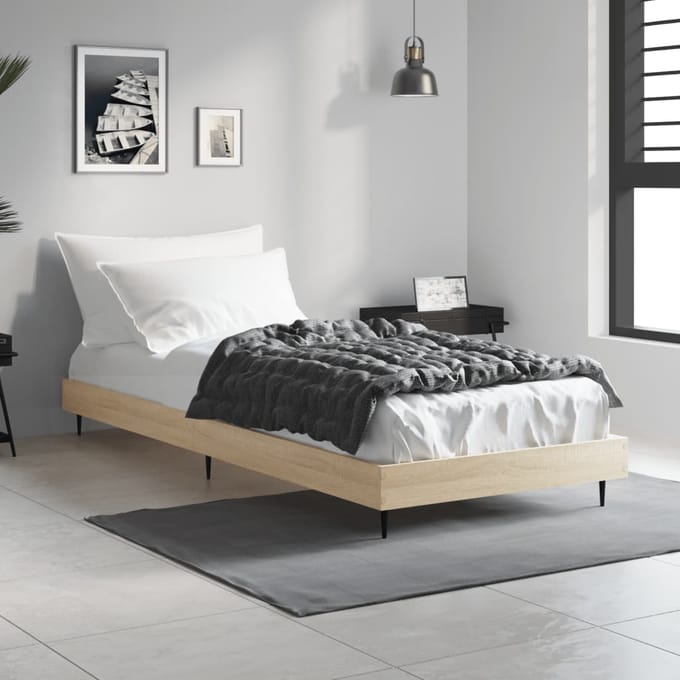 vidaXL - Bedframe - zonder - matras - hout - sonoma - eikenkleurig - 75x190 - cm