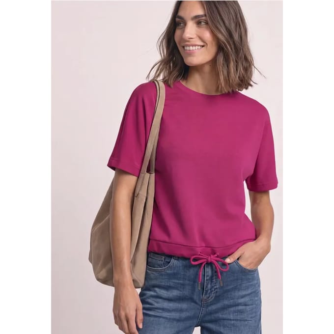 Shirt met ronde hals in Silk-Look