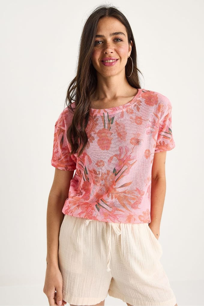 Transparante Ronde Hals T-Shirt
