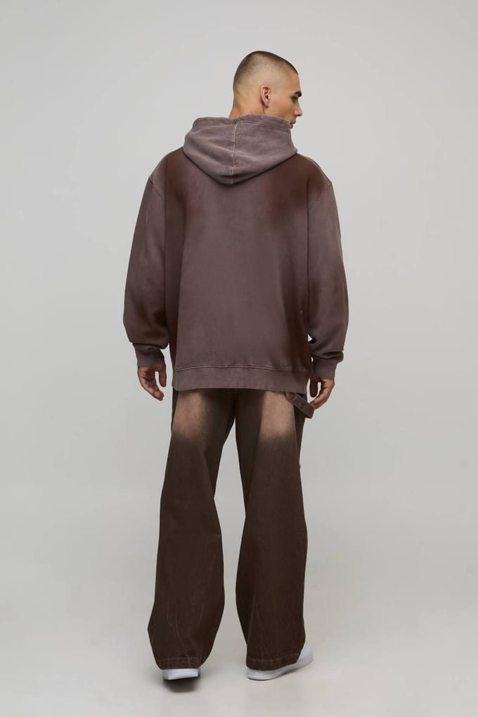 Wijde Pijpen Gewassen Gescheurde Timmerman Stijve Denim Jeans | Brown | Size 28R