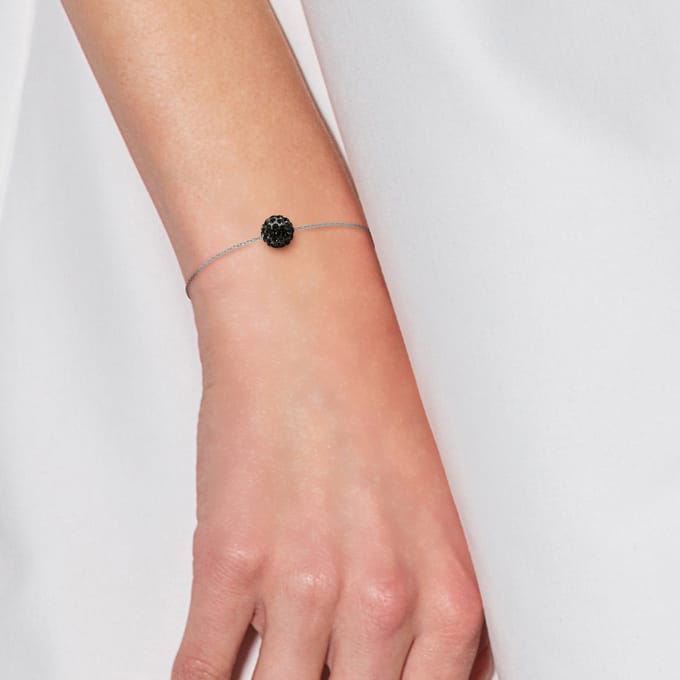 Crystal Sphere Armband Preciosa Black Silver 925