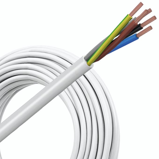 VMVL (H05VV-F) kabel 5x0.75mm2 wit per rol 100 meter