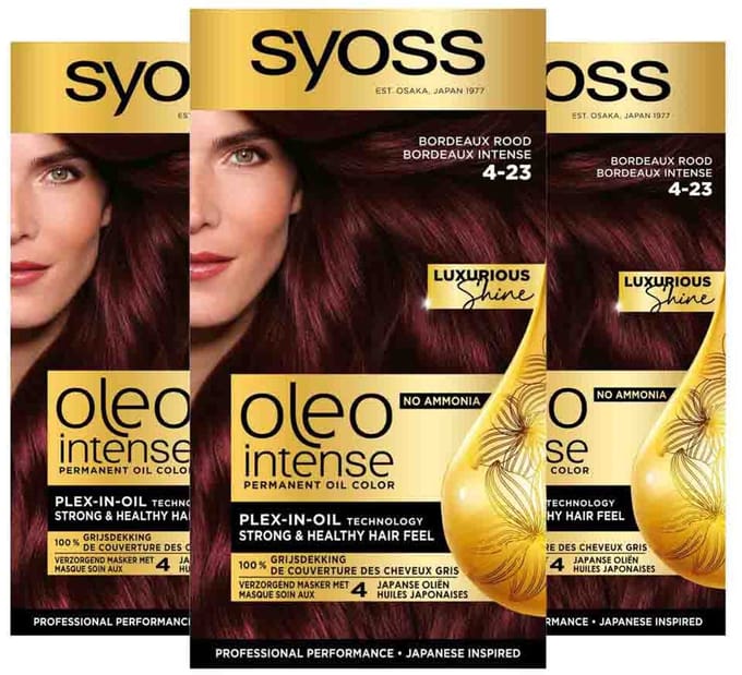 Syoss Oleo Intense - Haarverf - 4-23 - Bordeaux Rood - 115ml x 3
