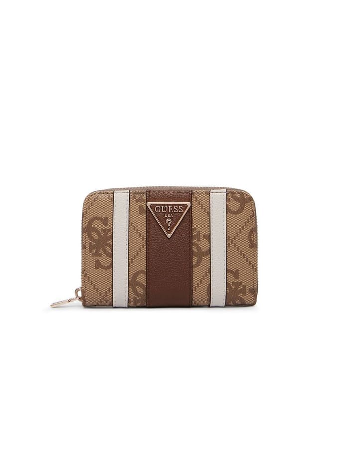 GUESS portemonnee Laurel II SLG Zip Around Wallet Latte Logo / Brown Lichtbruin