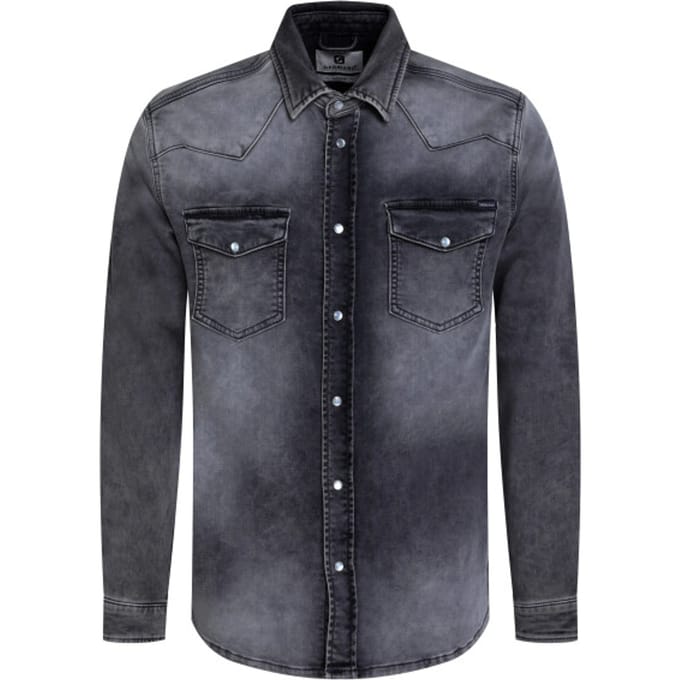 Gabbiano - Heren Overhemd Jogg Denim - 335734 - 204 Dark Grey