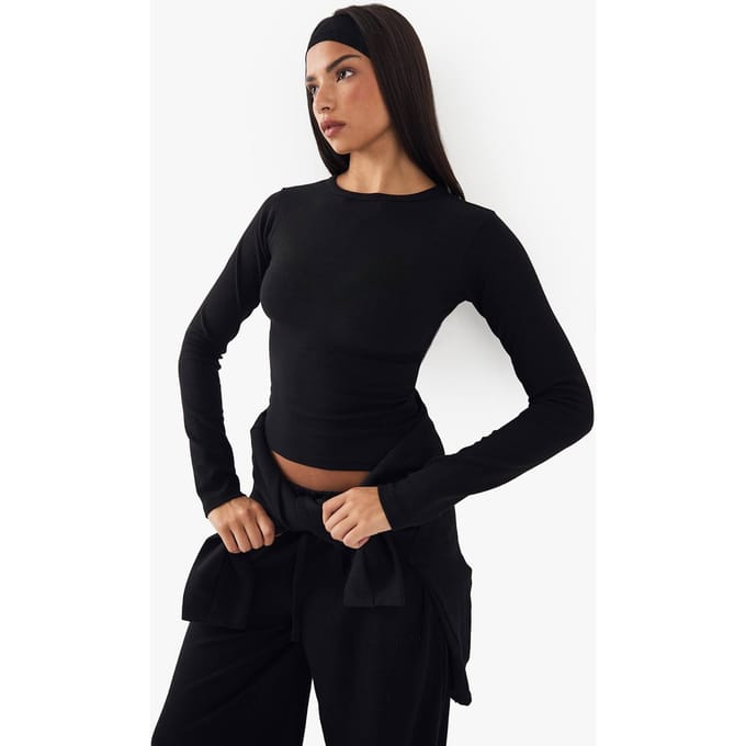 Dames DSGN Studio Geborduurd Shirt met Lange Mouwen | Zwart | Maat: Medium