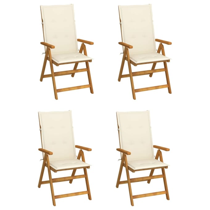 vidaXL - Inklapbare - stoelen - 4 - st - verstelbaar - met - kussens