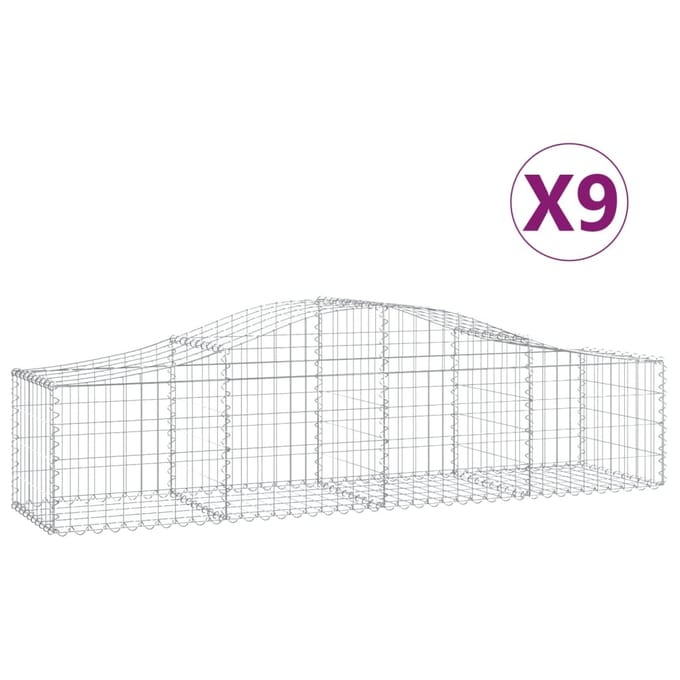 vidaXL - Schanskorven - 9 - st - gewelfd - 200x50x40/60 - cm - gegalvaniseerd - ijzer