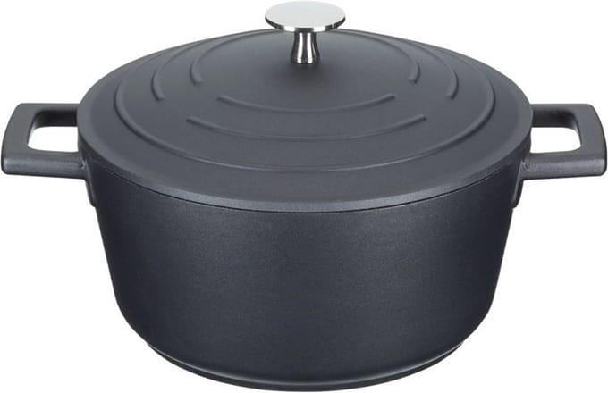 Masterclass Lichte Braadpan Met Deksel - Gegoten Aluminium Zwart 2,5 Liter / 20 cm