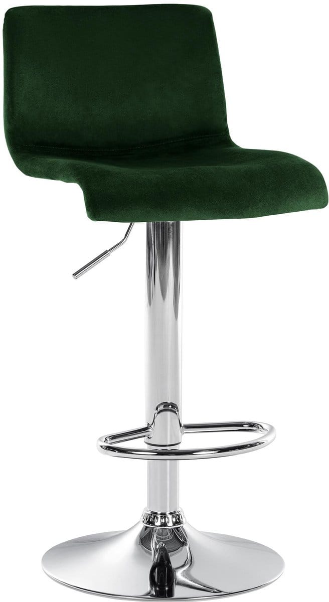 CLP Barkruk Hover - met rugleuning - verstelbaar - draaibar - metalen frame - fluweel - chroom/groen