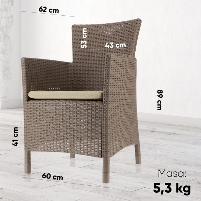 Tuinstoel Stoel voor Balkon Terras Comfortabel Allibert + Kussen Beige beige