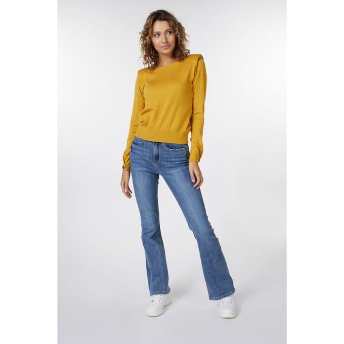 EsQualo Sweater Basic Shoulder Pads Mustard Taglia: XL | Maglioni a maglia Outlet | Donna | Giallo