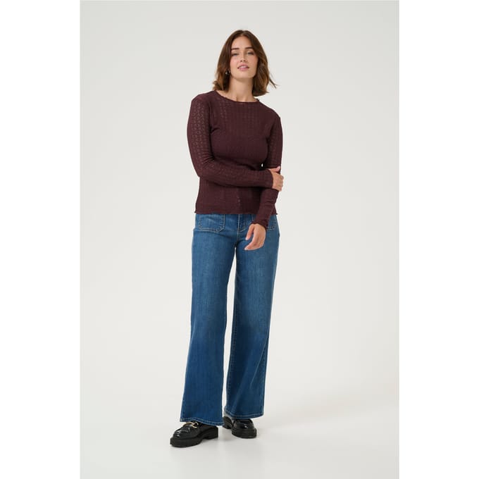 Blouse met lange mouwen Regular fit Fudge wine
