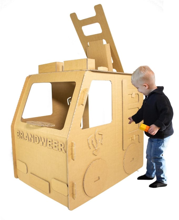 Kartonnen brandweerwagen - 78 x 100 x 92 cm - Kartent