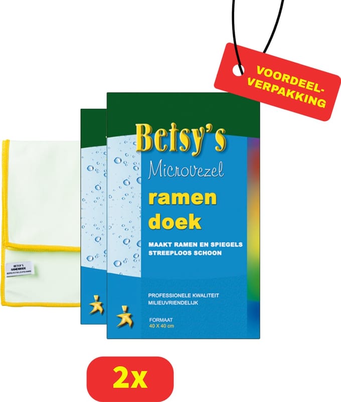 Betsy's microvezelramendoek - 40x40cm - 2 stuks Voordeelverpakking