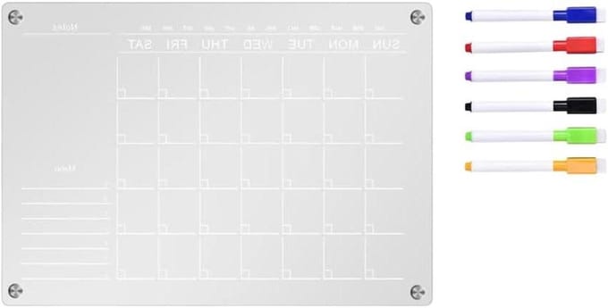 Magnetische Kalender - Acryl Planner - Dagelijks Plannen - Glad Schrijven - A4 Formaat - Transparant