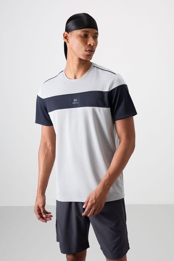 Heren Kleurblok Ronde Hals T-Shirt