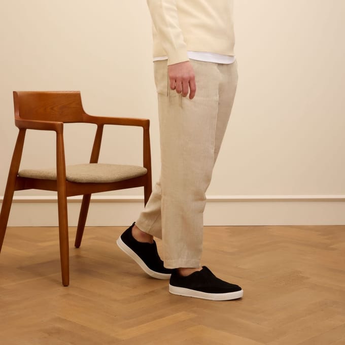 Manfield - Heren - Zwarte suède loafers - Maat 42