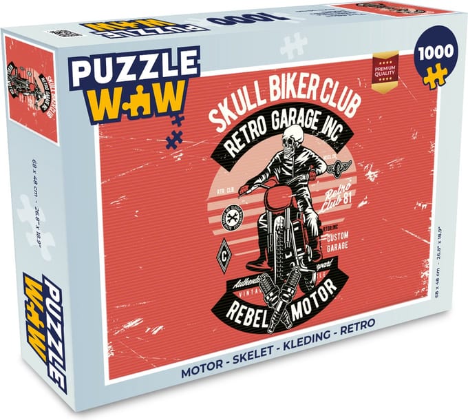 Puzzel Motor - Skelet - Kleding - Retro - Legpuzzel - Puzzel 1000 stukjes volwassenen